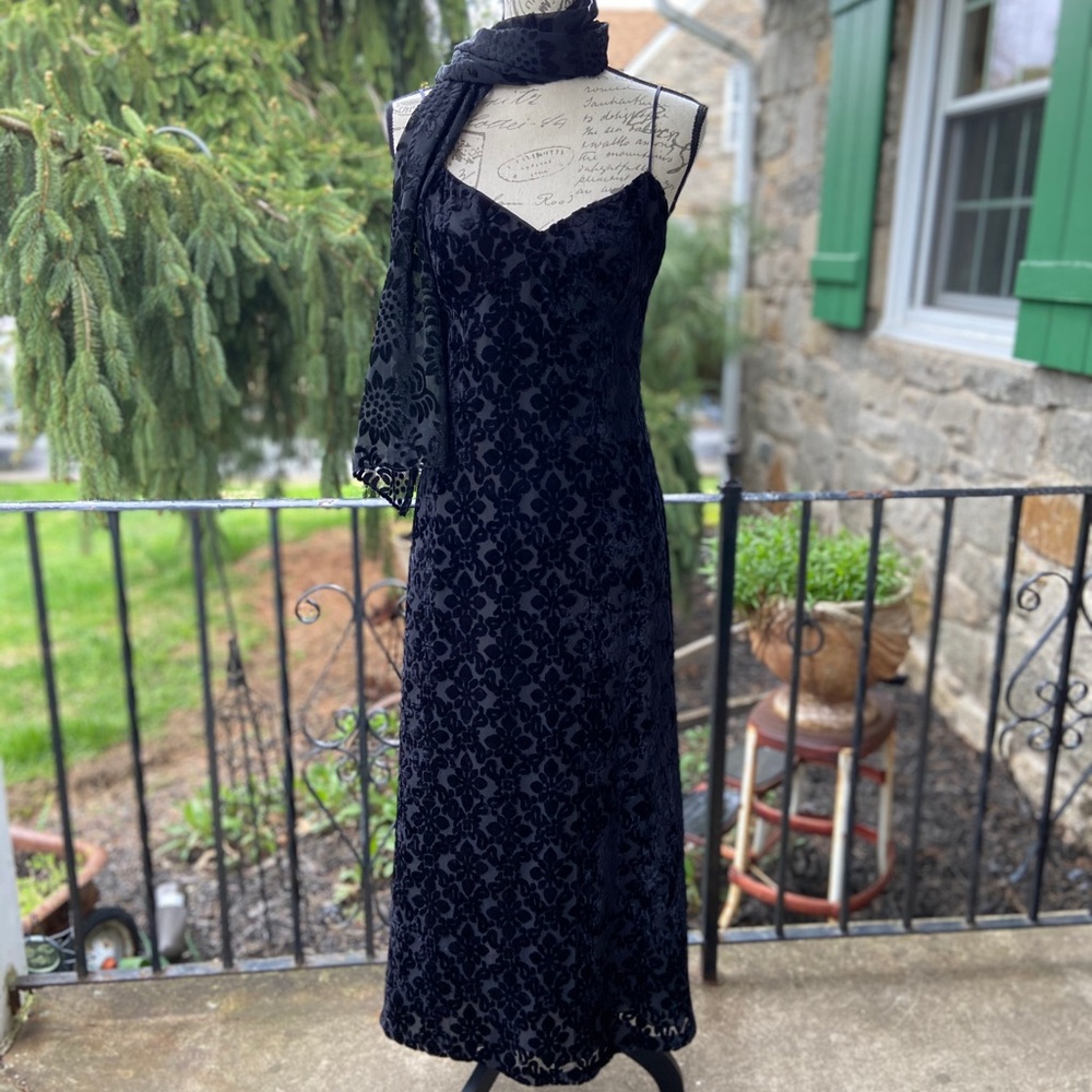 Black velvet tank dress